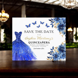 Budgeterat Royal blått Spara datum Quinceanera Flygblad
