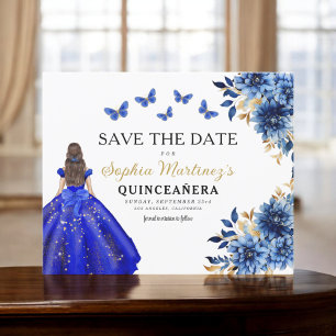 Budgeterat Royal blått Spara datum Quinceanera Flygblad