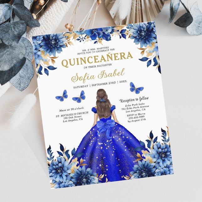 Budgeterat Royal Blue Bilingual Spain Quinceanera (Skapare uppladdad)