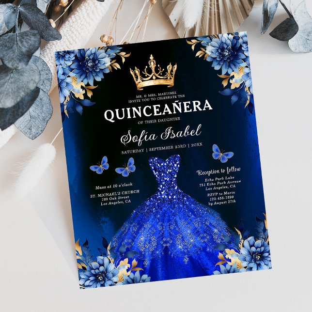 Budgeterat Royal Blue Bilingual Spain Quinceanera (Skapare uppladdad)