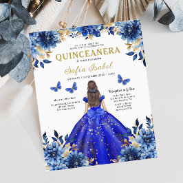 Budgeterat Royal Blue Bilingual Spain Quinceanera Flygblad