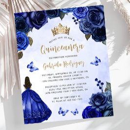 Budgeterat Royal Blue Guld Blommigt Quinceañera