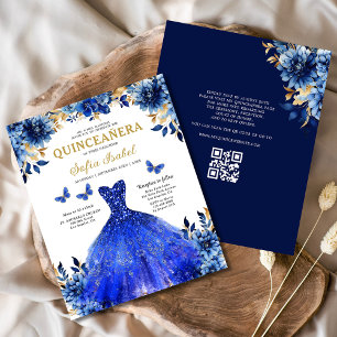 Budgeterat Royal Blue QR Code Princess Quinceanera Flygblad
