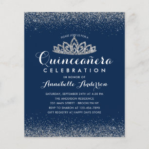 Budgeterat Royal Blue Quinceañera Silver Tiara Inb