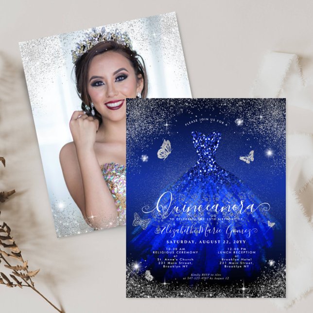 Budgeterat Royal Blue Silver Gown Photo Quince Inb (Skapare uppladdad)