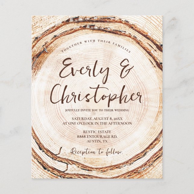 Budgeterat Rustic Bröllop Wood Slice Anpassade (Framsida)