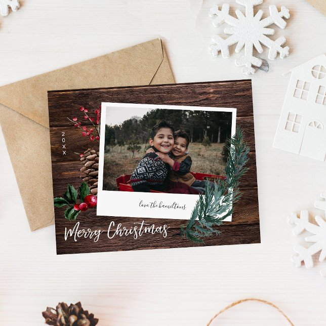 Budgeterat Rustic God jul Wood & Instant Photo Flygblad (Skapare uppladdad)