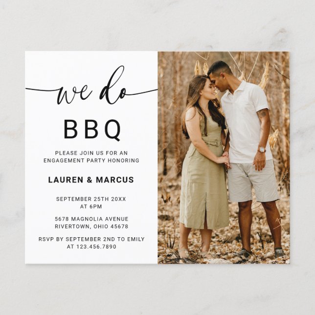 Budgeterat Rustic Photo we Do BBQ-Förlovningsfest Flygblad (Framsidan)