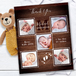 Budgeterat Rustic Wood 5 Photo Nyfödd bebis - tack