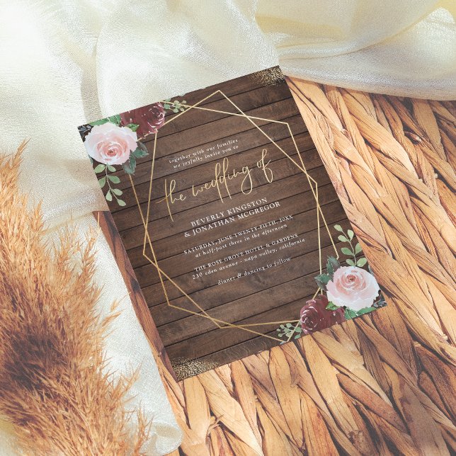 Budgeterat Rustic Wood Burgundy och Geometric Bröl (Skapare uppladdad)