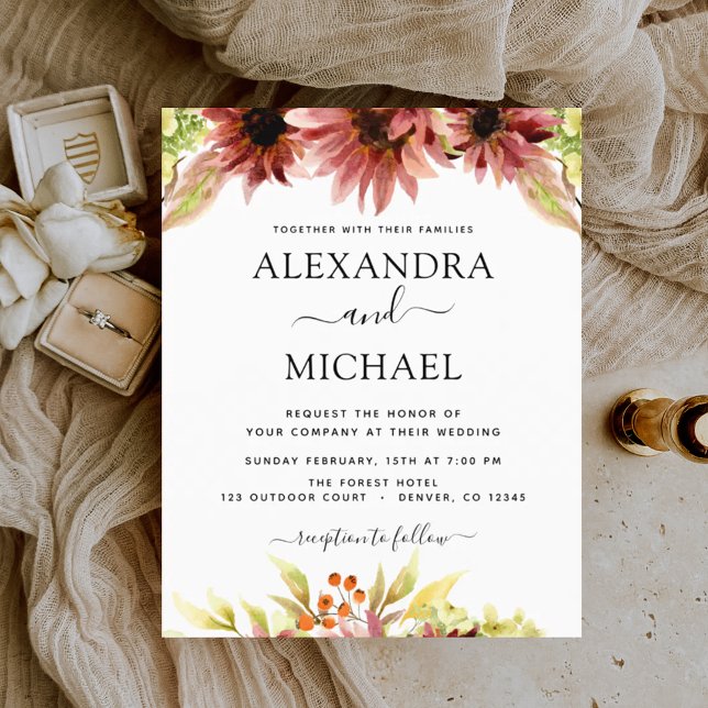 Budgeterat solrosburgundi-Landsbyggsbröllop (Skapare uppladdad)