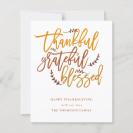 Budgeterat tacksamt tacksamt kort för tom Thanksgi