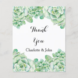 Budgeterat vattenfärgssucculus Bröllop - tackkort