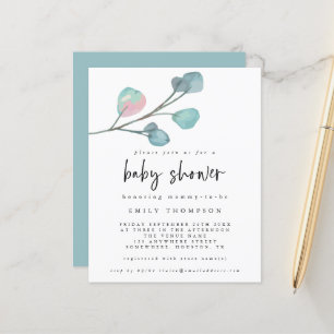 Budgeteucalyptus Modern Baby Shower-inbjudan