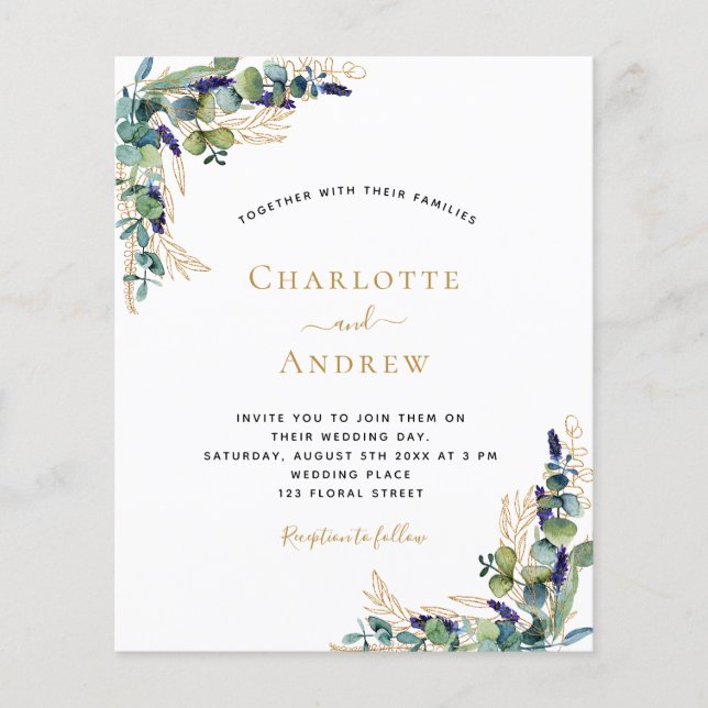 Budgeteukalyptus greenery elegant modern bröllop (Framsida)