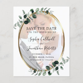 Budgeteukalyptus Guld Photo Bröllop spara datum