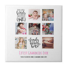 Budgetfamiljens fotokollage Gift Grandparent Pa Mo Kakelplatta