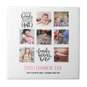 Budgetfamiljens fotokollage Gift Grandparent Pa Mo Kakelplatta