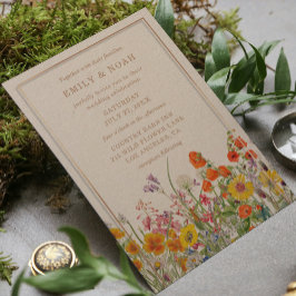 Budgetfärgade Vilder Blommor Land Boho Bröllop Inbjudningar