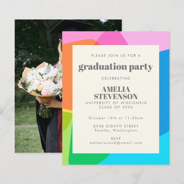 Budgetfärgat foto-Studentfest Inbjudan (Fram/baksida)