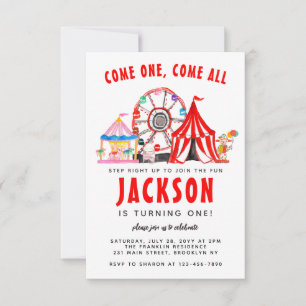 Budgetfestlig cirkus Party Kid Birthday Anteckningskort
