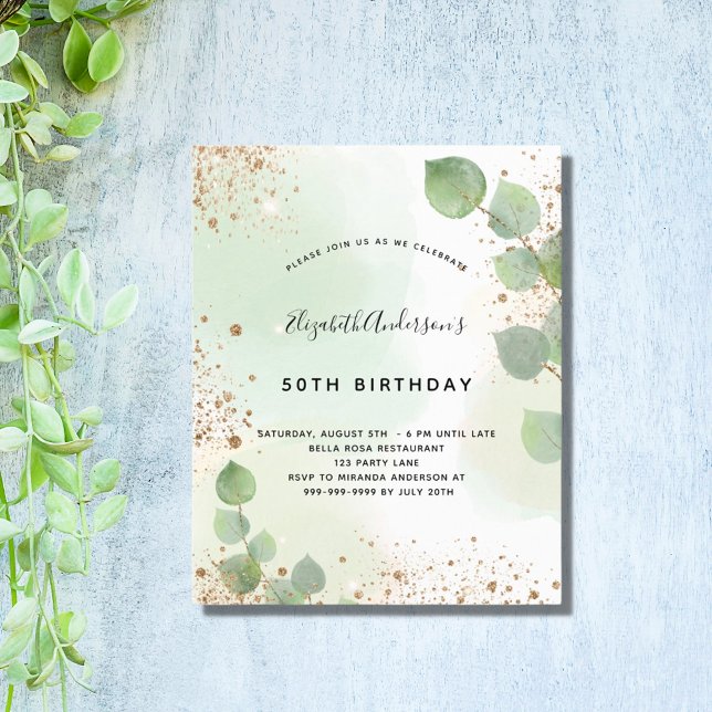 Budgetfödelsedagseftergift eukalyptus glitter gree (Skapare uppladdad)