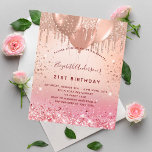 Budgetfödelsedagskalender ro guld rosa glitter<br><div class="desc">För elegant 21:a födelsedag (eller någon annan ålder). En övertoningsbakgrund för ro guld och rosa. Dekorerad med ro guld,  rosa faux glitter,  färgdroppstift och ballonger. Anpassa och lägg till uppgifter om namn,  ålder 21 och party. Namn är skrivet med ett handskript i stil</div>