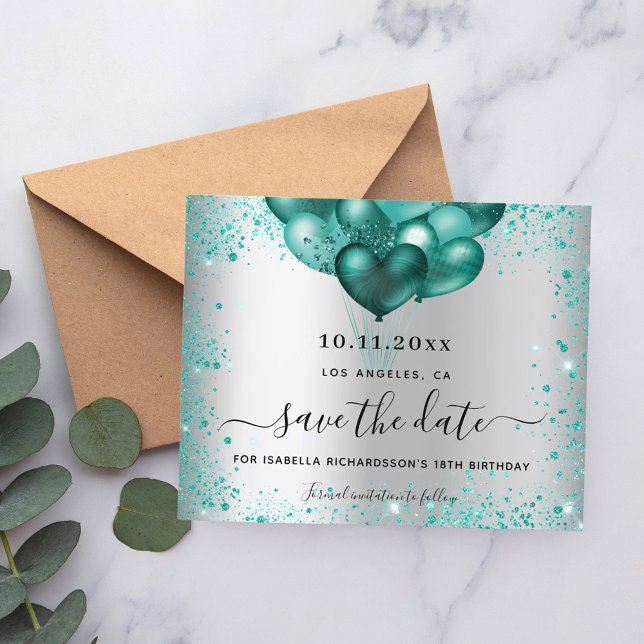 Budgetfödelsedagskalender silver teal glitter spar (Skapare uppladdad)