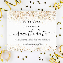 Budgetfödelsedagspresent, vit guld spara datum