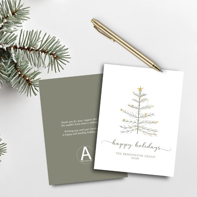 Budgetföretag Glad helg Julgran (Budget Corporate Happy Holidays Christmas Tree Holiday Card)