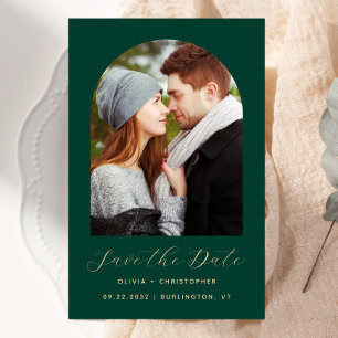 Budgetfoto Båge Smaragdgrön Guld Save the Date
