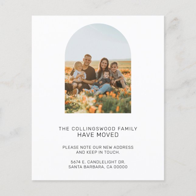 Budgetfoto - båge Vi har flyttat Pappra Lakan (Framsida)