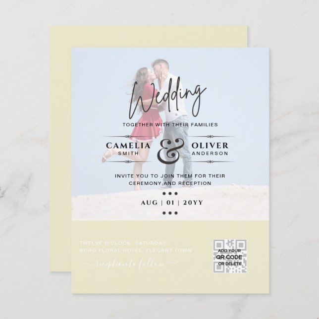 BUDGETFOTO BRÖLLOP QR SCANNING CODE INVITATIONS (Fram/baksida)