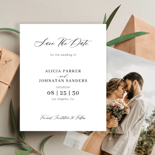 Budgetfoto enkel elegant bröllop spara datum (Skapare uppladdad)