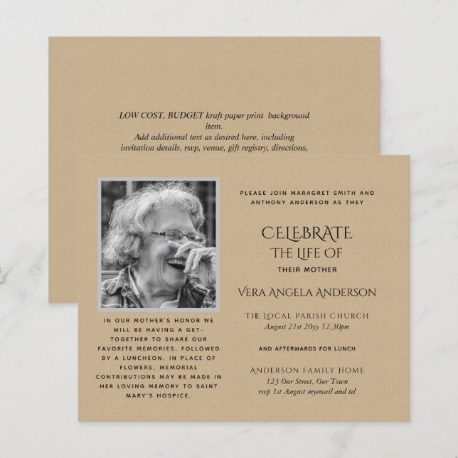 BUDGETFOTO Firande of Life INVITATIONS (Fram/baksida)