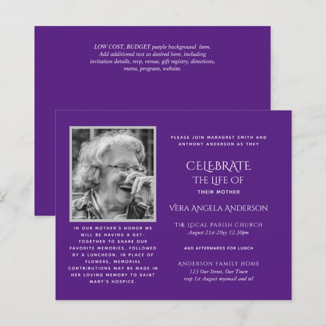 BUDGETFOTO Firande of Life INVITATIONS (Fram/baksida)