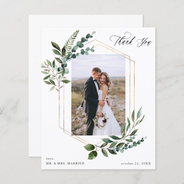 Budgetfoto för Löv och eukalyptus Guld Tack (Fram/baksida)