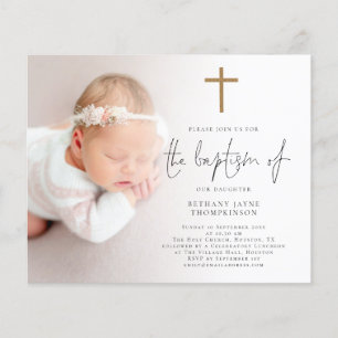 Budgetfoto Guld Glitter Kor-baptism Inbjudan