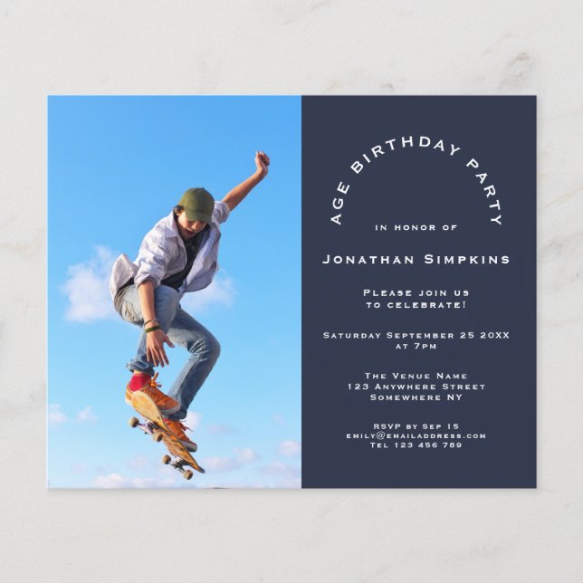 Budgetfoto Man Varje Ålder Födelsedag Marin Inbjud (Framsida)