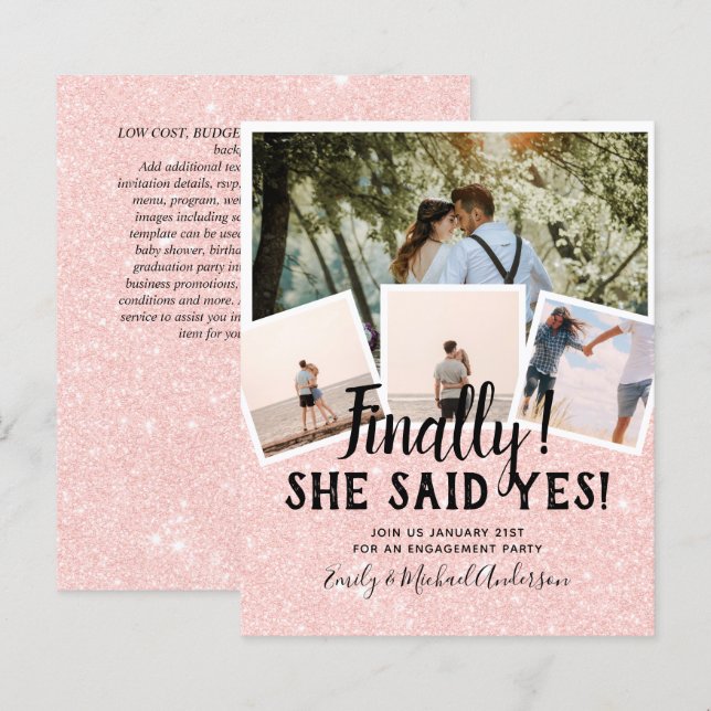 BUDGETFOTO-meddelande om bröllopsinbjudan (Fram/baksida)