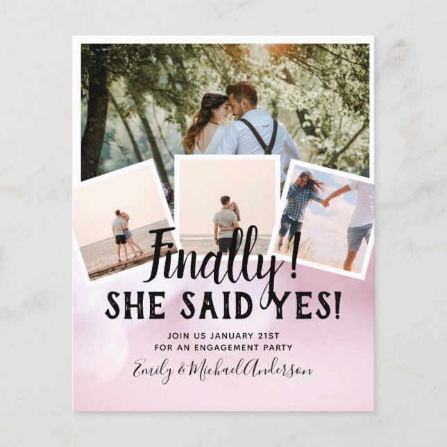 BUDGETFOTO-meddelande om bröllopsinbjudan Flygblad (Framsidan)