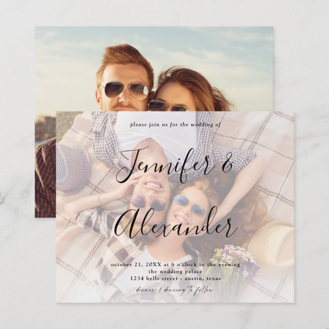 Budgetfoto och Vågrät Big Namn Photo Bröllop (Fram/baksida)