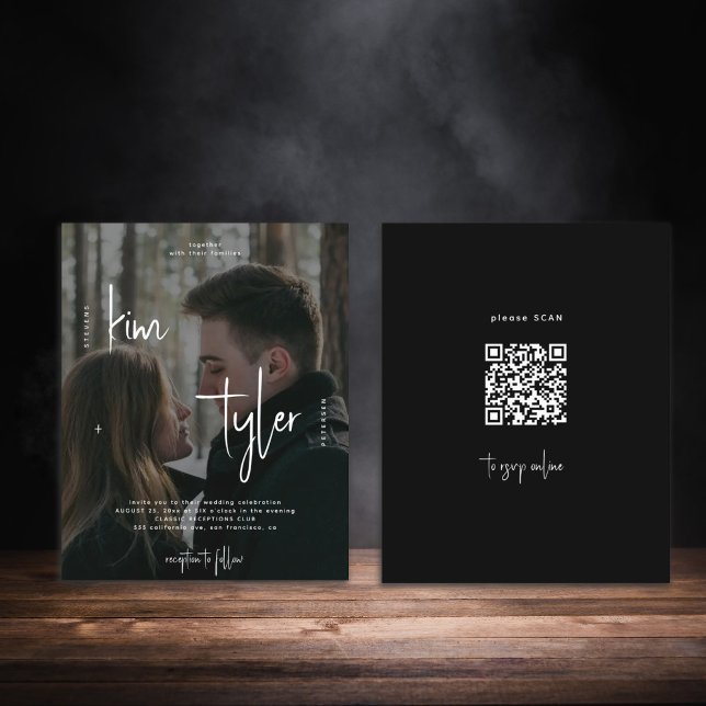 Budgetfoto QR-kod allt i en bröllopsinbjudan (Skapare uppladdad)