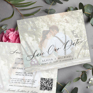 Budgetfoto QR-kod elegant bröllop save the date