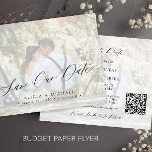 Budgetfoto QR-kod elegant bröllop save the date Flygblad