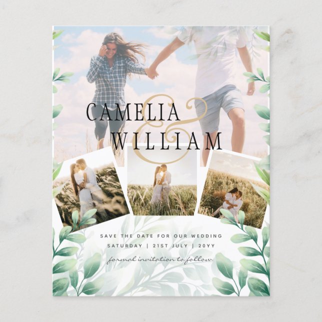 Budgetfoto Spara datum Grey botaniskt Flygblad (Framsidan)