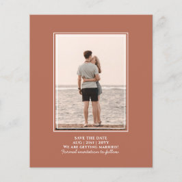 BUDGETFOTO spara datumet Terracotta Bröllop Flygblad