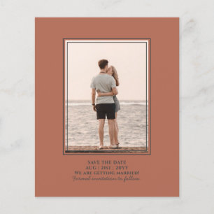 BUDGETFOTO spara datumet Terracotta Bröllop Flygblad