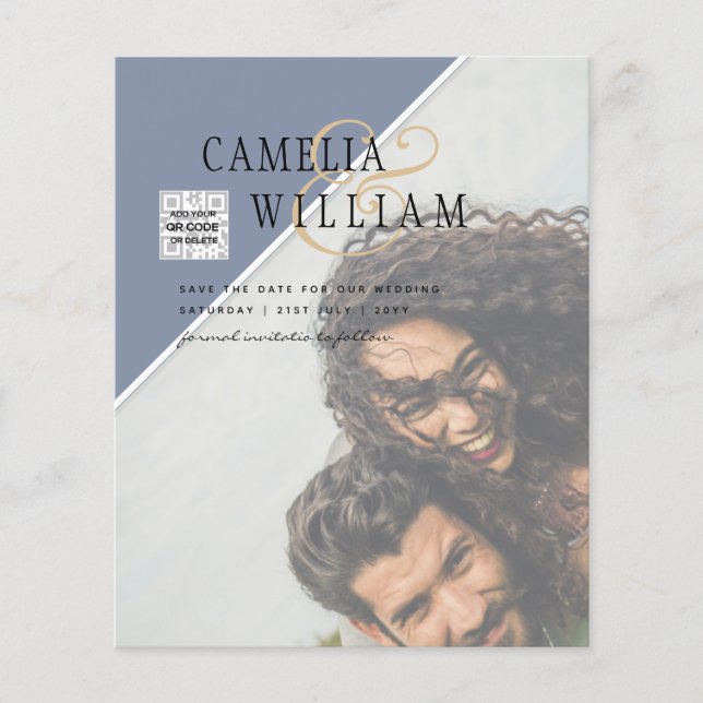 BUDGETfoto Spara OSAN BLUE QR-kod för datum Flygblad (Framsidan)