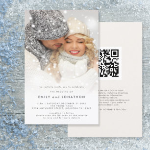 Budgetfotoöverlägg QR Jul Bröllopsinbjudan